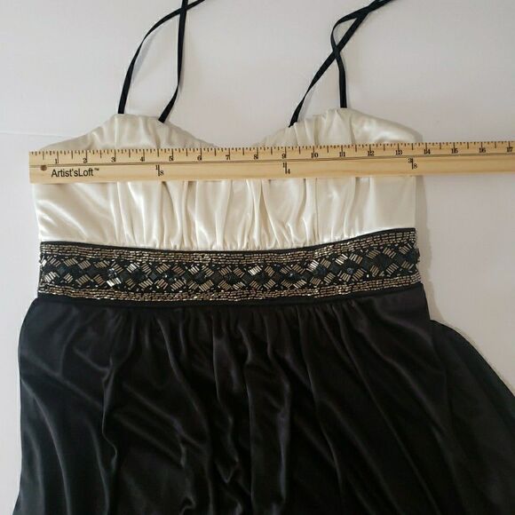 Y2K Women’s Black White Mini Dress Coquette 90's Party Glam Ballet Core Size M - Picture 8 of 9